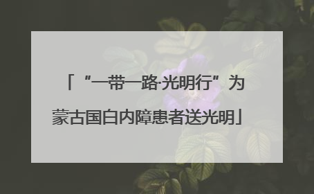 “一带一路·光明行”为蒙古国白内障患者送光明