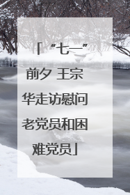 “七一”前夕 王宗华走访慰问老党员和困难党员