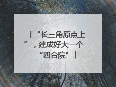 “长三角原点上”，建成好大一个“四合院”