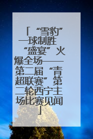 “雪豹”一球制胜 “盛宴”火爆全场——第二届“青超联赛”第二轮西宁主场比赛见闻