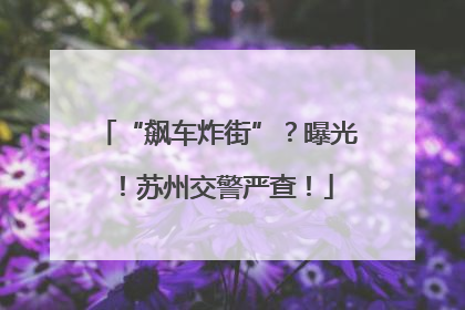 “飙车炸街”？曝光！苏州交警严查！