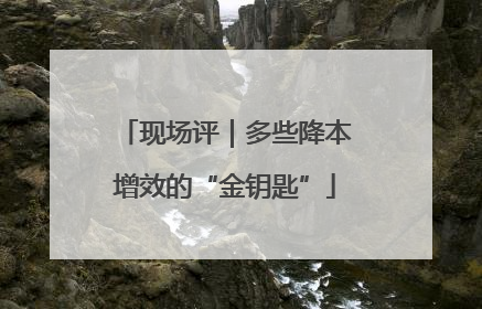 现场评｜多些降本增效的“金钥匙”