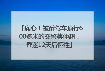 痛心！被醉驾车顶行600多米的交警蒋仲超，昏迷12天后牺牲