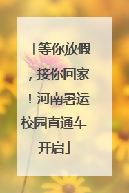 等你放假，接你回家！河南暑运校园直通车开启