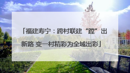 福建寿宁：跨村联建“蹚”出新路 变一村精彩为全域出彩
