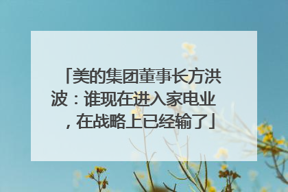 美的集团董事长方洪波：谁现在进入家电业，在战略上已经输了
