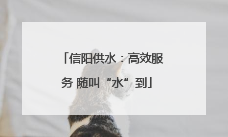 信阳供水：高效服务 随叫“水”到