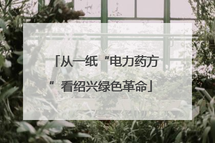 从一纸“电力药方”看绍兴绿色革命
