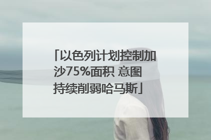 以色列计划控制加沙75%面积 意图持续削弱哈马斯