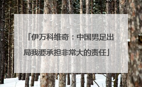 伊万科维奇：中国男足出局我要承担非常大的责任