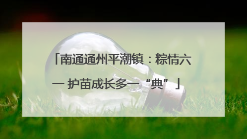 南通通州平潮镇：粽情六一 护苗成长多一“典”