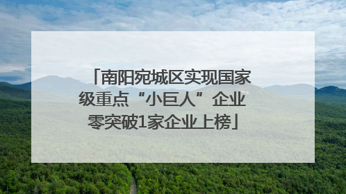 南阳宛城区实现国家级重点“小巨人”企业零突破1家企业上榜