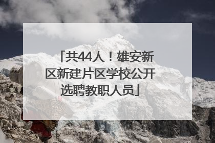 共44人！雄安新区新建片区学校公开选聘教职人员
