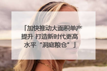 加快推动大面积单产提升 打造新时代更高水平“洞庭粮仓”