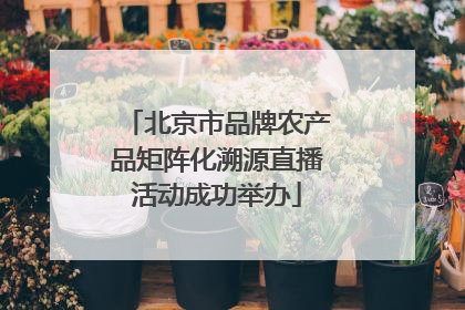 北京市品牌农产品矩阵化溯源直播活动成功举办