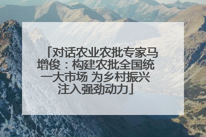 对话农业农批专家马增俊：构建农批全国统一大市场 为乡村振兴注入强劲动力