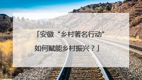 安徽“乡村著名行动”如何赋能乡村振兴？