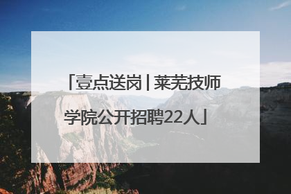 壹点送岗│莱芜技师学院公开招聘22人