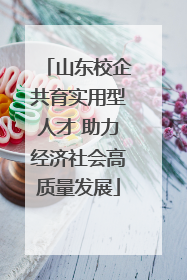 山东校企共育实用型人才 助力经济社会高质量发展
