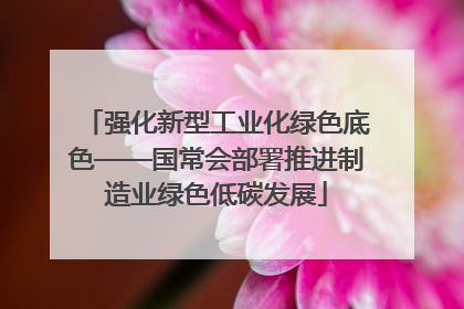 强化新型工业化绿色底色——国常会部署推进制造业绿色低碳发展