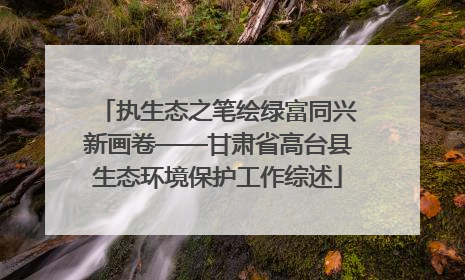 执生态之笔绘绿富同兴新画卷——甘肃省高台县生态环境保护工作综述