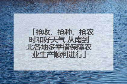 抢收、抢种、抢农时和好天气 从南到北各地多举措保障农业生产顺利进行