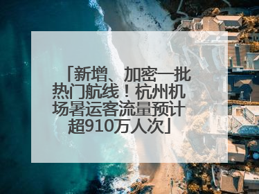 新增、加密一批热门航线！杭州机场暑运客流量预计超910万人次