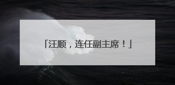 汪顺，连任副主席！