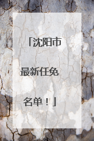 沈阳市最新任免名单！