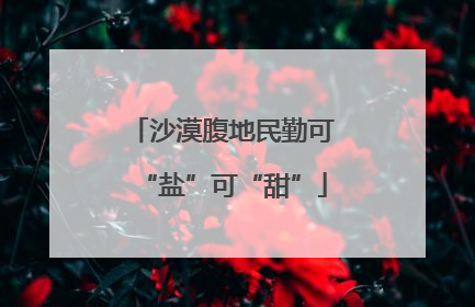 沙漠腹地民勤可“盐”可“甜”
