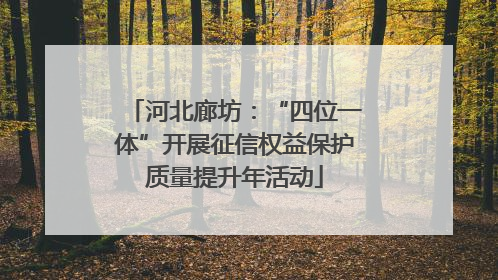 河北廊坊：“四位一体”开展征信权益保护质量提升年活动