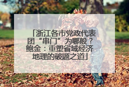 浙江各市党政代表团“串门”为哪般？鲍金：重塑省域经济地理的破题之道