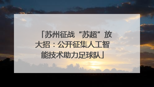苏州征战“苏超”放大招：公开征集人工智能技术助力足球队