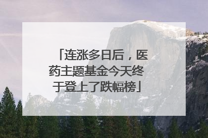 连涨多日后，医药主题基金今天终于登上了跌幅榜