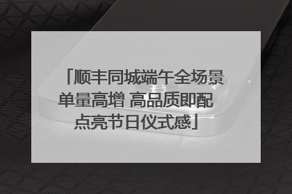 顺丰同城端午全场景单量高增 高品质即配点亮节日仪式感