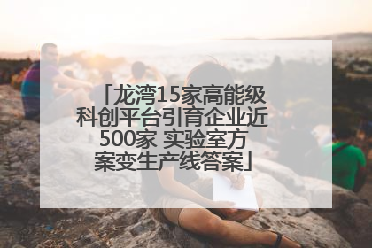 龙湾15家高能级科创平台引育企业近500家 实验室方案变生产线答案