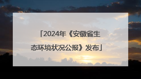 2024年《安徽省生态环境状况公报》发布