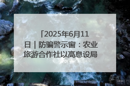 2025年6月11日｜防骗警示窗：农业旅游合作社以高息设局，集资380万