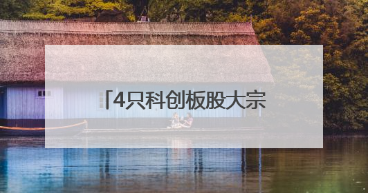 4只科创板股大宗交易成交超千万元