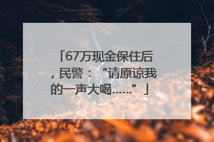 67万现金保住后，民警：“请原谅我的一声大喝……”