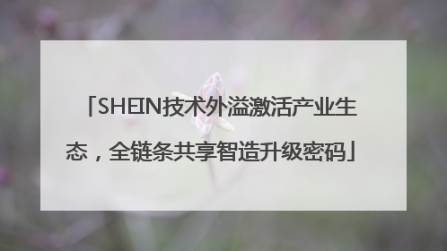 SHEIN技术外溢激活产业生态，全链条共享智造升级密码